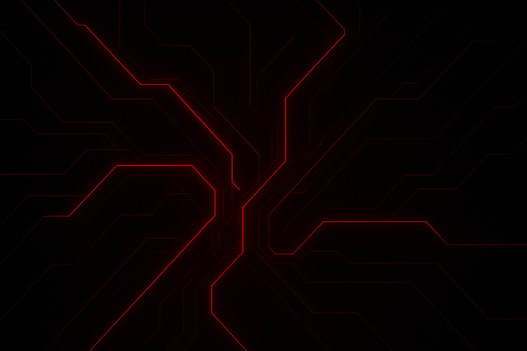 Black background with abstract thin red neon lines that fade out towards the edges