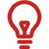 A clipart style red lightbulb
